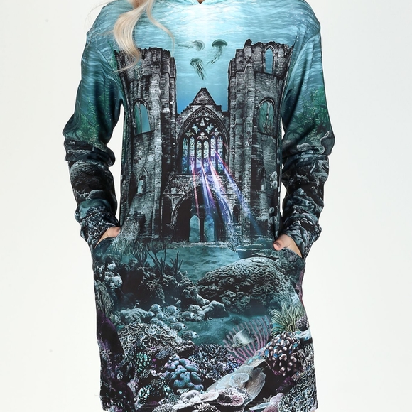 ISO Atlantean Gothic Slouchy Hoodie Dress
